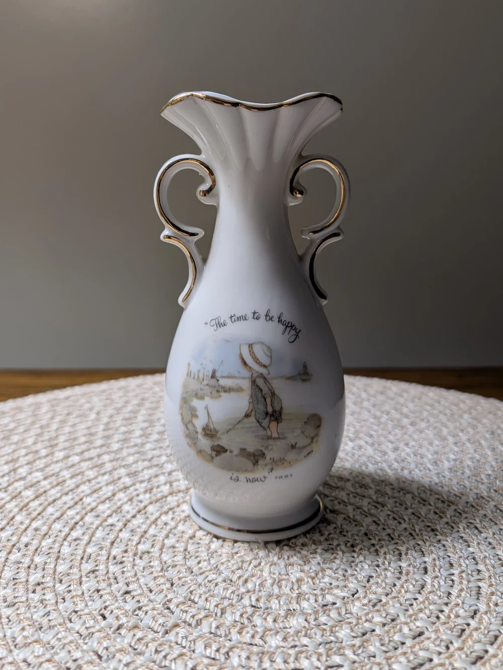 Vintage 1973 Holly Hobbie Porcelain Vase - 